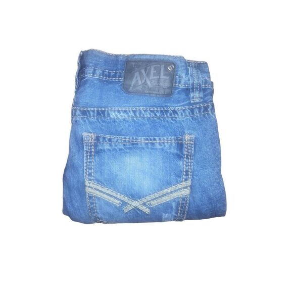 TK Axel Jeans Men Sz 32X30 Relaxed Straight Blue Denim Distressed Cowboy Western - Picture 1 of 6
